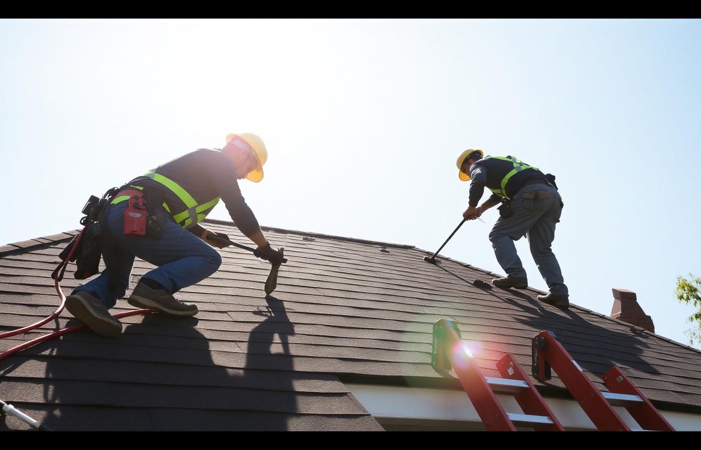 Roofing crew at work